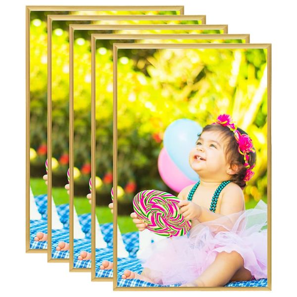 vidaXL Fotorámiky na stenu alebo stôl 5 ks zlaté 10x15 cm MDF