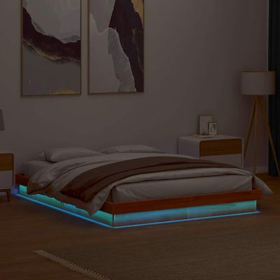 vidaXL LED posteľný rám voskovo hnedý 150x200 cm masívna borovica