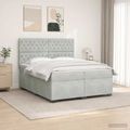 vidaXL Posteľ boxspring s matracom Svetlosivá 200 x 200 cm Zamat
