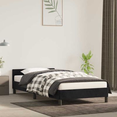 vidaXL Posteľný rám s čelom bez matraca čierny 80x200 cm zamat