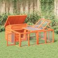 vidaXL Králikáreň hnedá 144x123x67,5 cm masívna borovica