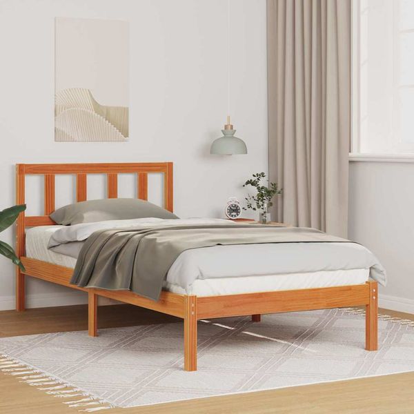 vidaXL Rám postele Včelí hnedý 90 x 200 cm Masívne borovicové drevo