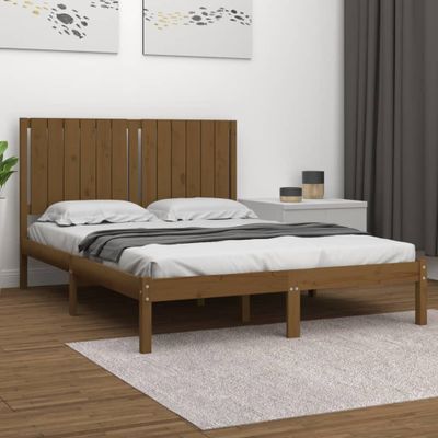 vidaXL Posteľný rám medovo-hnedý borovicový masív 140x190 cm