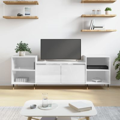 vidaXL TV skrinka lesklá biela 160x35x55 cm spracované drevo