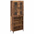 vidaXL Highboard Staré drevo 69,5 x 34 x 180 cm Kompozitné drevo