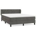 vidaXL Posteľný rám boxspring s matracom tmavosivý 140x190 cm zamat