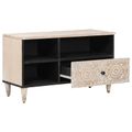 vidaXL TV skrinka Biela 80 x 33,5 x 46 cm Masívne mango drevo