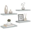 vidaXL Plávajúce nástenné police 4 ks betónové sivé 50x23,5x3,8 cm MDF
