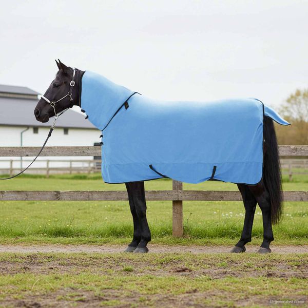 vidaXL Plášť pre kone Plný aqua 145 cm Polyester