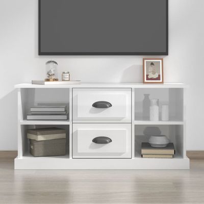vidaXL TV skrinka lesklá biela 99,5x35,5x48 cm kompozitné drevo