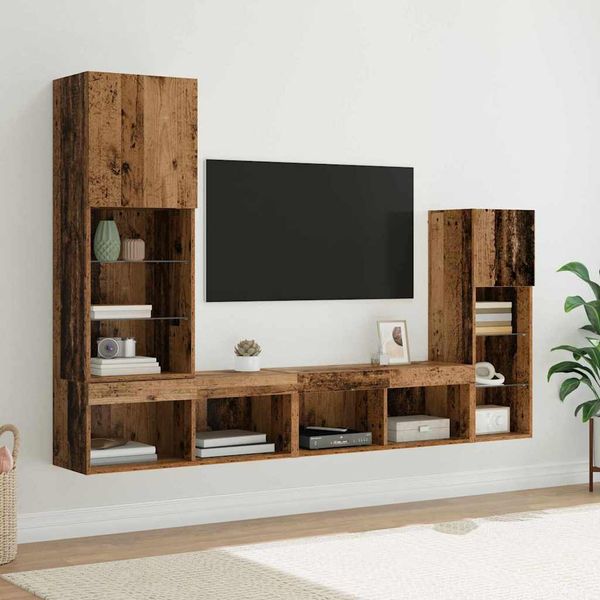 vidaXL TV nástenne jednotky 4 pcs Staré drevo Kompozitné drevo