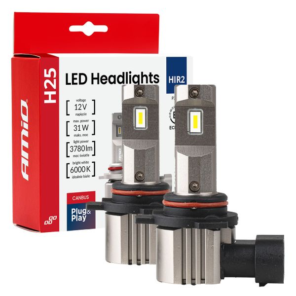 LED žiarovky hlavného svietenia Séria H25 CANBUS HIR2 9012 12V 31W AMIO-04716