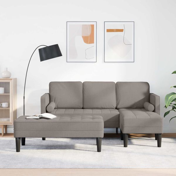 vidaXL Sada pohoviek s vankúšom 2 pcs Sivohnedá Polyester
