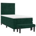 vidaXL Posteľný rám boxsping s matracom tmavozelený 90x190 cm zamat