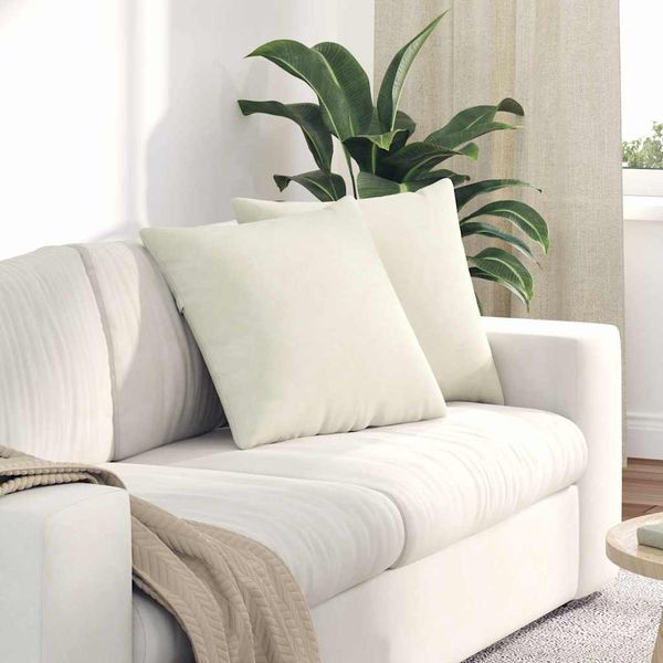 vidaXL Vankúše na pohovku 2 pcs Krémová 50 x 50 cm Kordúrová tkanina