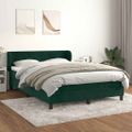 vidaXL Posteľný rám boxsping s matracom tmavozelený 140x190 cm zamat