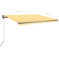 vidaXL Ručne zaťahovacia markíza s LED 400x350 cm žltá a biela