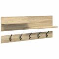 vidaXL Vešiak na stenu Nástenná montáž Sonoma dub 90 x 15 x 36 cm