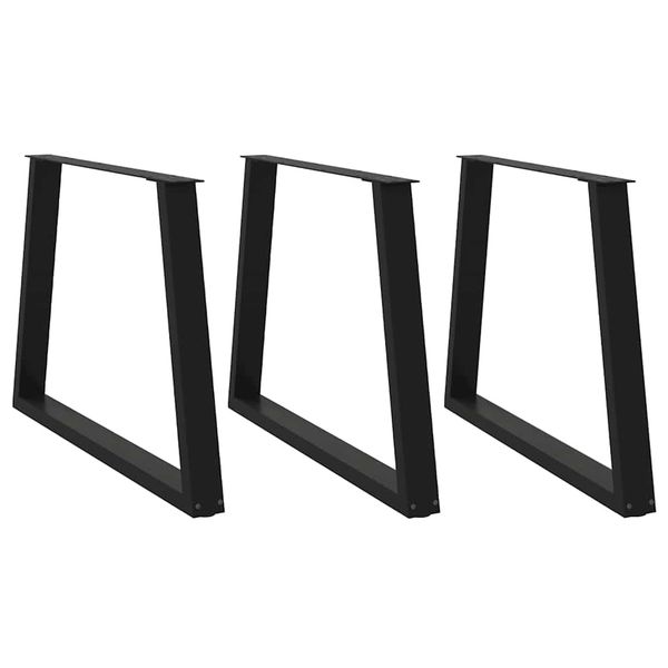 vidaXL Nohy k jedálenskému stolu v tvare V, 3 ks, čierne, 90 x (72-73,3) cm, oceľ