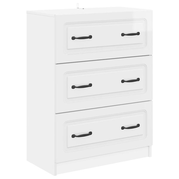 vidaXL Zásuvkový kabinet Biela s vysokým leskom 66 x 34,5 x 87 cm