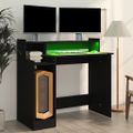vidaXL Stôl s LED svetlami čierny 97x45x90 cm kompozitné drevo