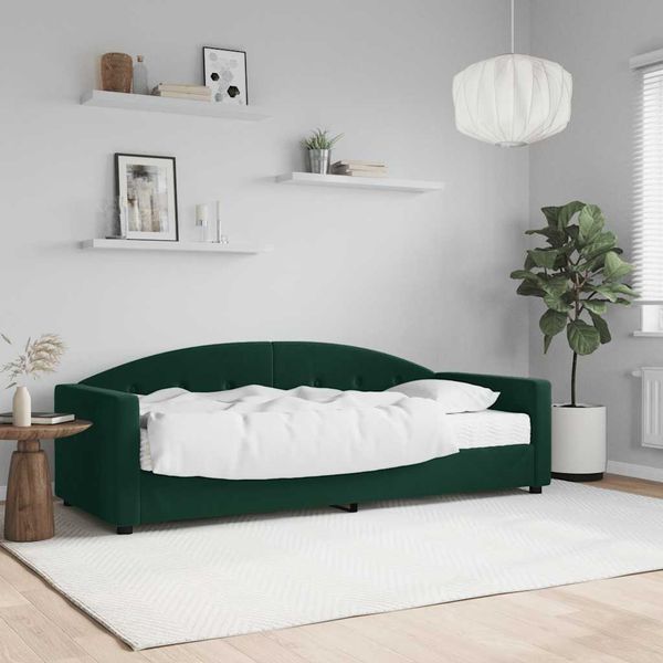 vidaXL Denná posteľ s matracom tmavozelená 80x200 cm zamat