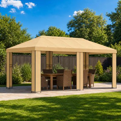 vidaXL Záhradný altánok 6 x 3 m Krémová Polyester a oceľ 190 gsm