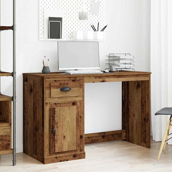 vidaXL Stôl so zásuvkou Staré drevo 50 x 115 x 75 cm Kompozitné drevo