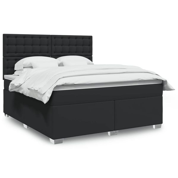 vidaXL Boxspring posteľ s matracom čierna 180x200 cm umelá koža