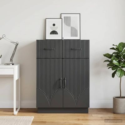 vidaXL Servírovacia skriňa Čierna 66 x 34,5 x 87 cm Kompozitné drevo