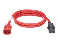 Dual locking power cord, iec C14 to iec C13, 2 ft, 10 pcs red