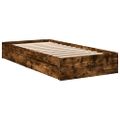 vidaXL Posteľný rám so zásuvkami dymový dub 75x190 cm kompozitné drevo