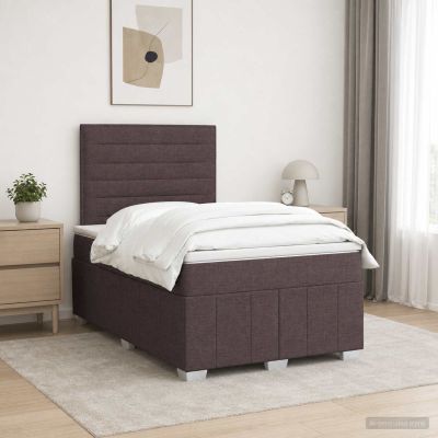 vidaXL LED boxspring posteľ s matracom Tmavohnedá 120 x 190 cm Látka