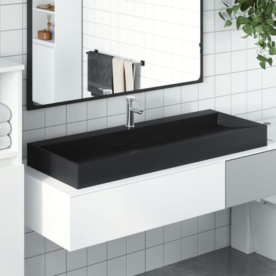vidaXL Umývadlo minerálny/mramorový odliatok 120x46x11cm matné čierne
