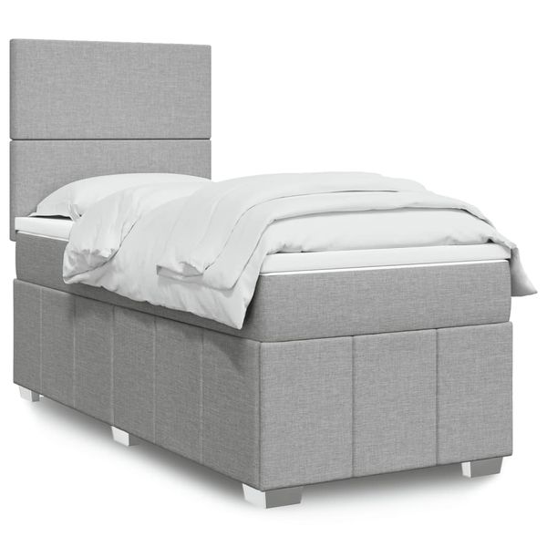 vidaXL Boxspring posteľ s matracom bledosivý 100x200 cm látka