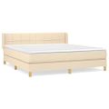 vidaXL Posteľný rám boxspring s matracom krémový 160x200 cm látka