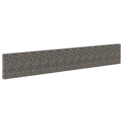 vidaXL Gabiónová stena s krytmi, pozinkovaná oceľ 900x30x150 cm