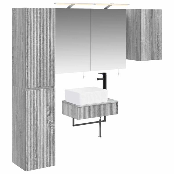 vidaXL Sada kúpeľňového nábytku 5 pcs Sivý Sonoma