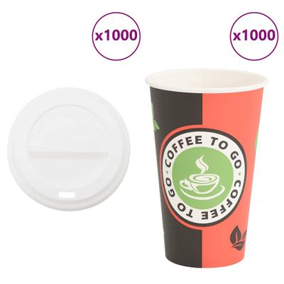 vidaXL papierové šálky na kávu s viečkom 1000 ks 16oz 400ml