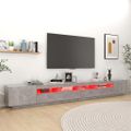 vidaXL TV skrinka s LED svetlami betónovo-sivá 300x35x40 cm