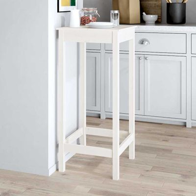 vidaXL Barový stolík biely 50x50x110 cm borovicový masív