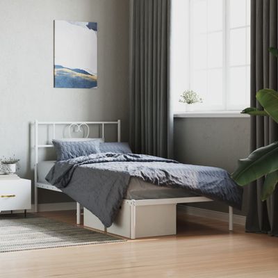 vidaXL Kovový rám postele bez matraca s čelom biely 75x190cm