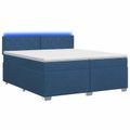 vidaXL Posteľ s boxspringom a matracom a LED Modrá 200 x 200 cm Látka