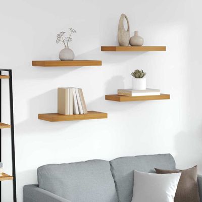 vidaXL Stenná polica 4 pcs Hnedá 50 x 23 x 4 cm Kompozitné drevo