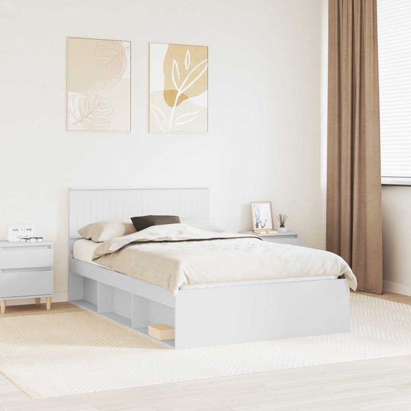 vidaXL Rám postele Biela 120 x 200 cm Masívne borovicové drevo
