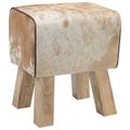 vidaXL lavička 40 x 30 x 45 cm Skutočná koža Hnedá a biela