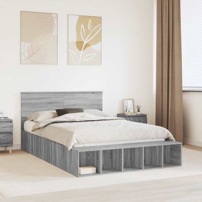 vidaXL Rám postele Sivý Sonoma 140 x 200 cm Kompozitné drevo