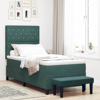vidaXL Posteľ s pružinovým rámom Tmavozelená 200 x 100 cm Zamat