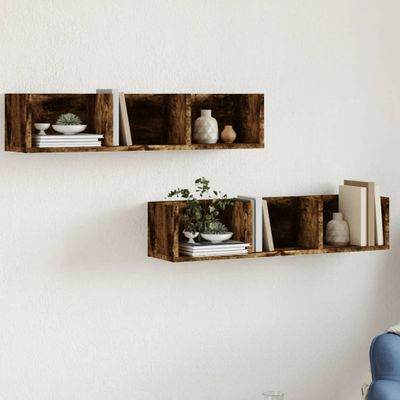 vidaXL Nástenné skrinky 2 ks dymový dub 75x18x16,5 cm kompozitné drevo