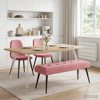 vidaXL Lavica s gombíkovým prešívaním Ružová 110 x 40 x 46 cm Zamat